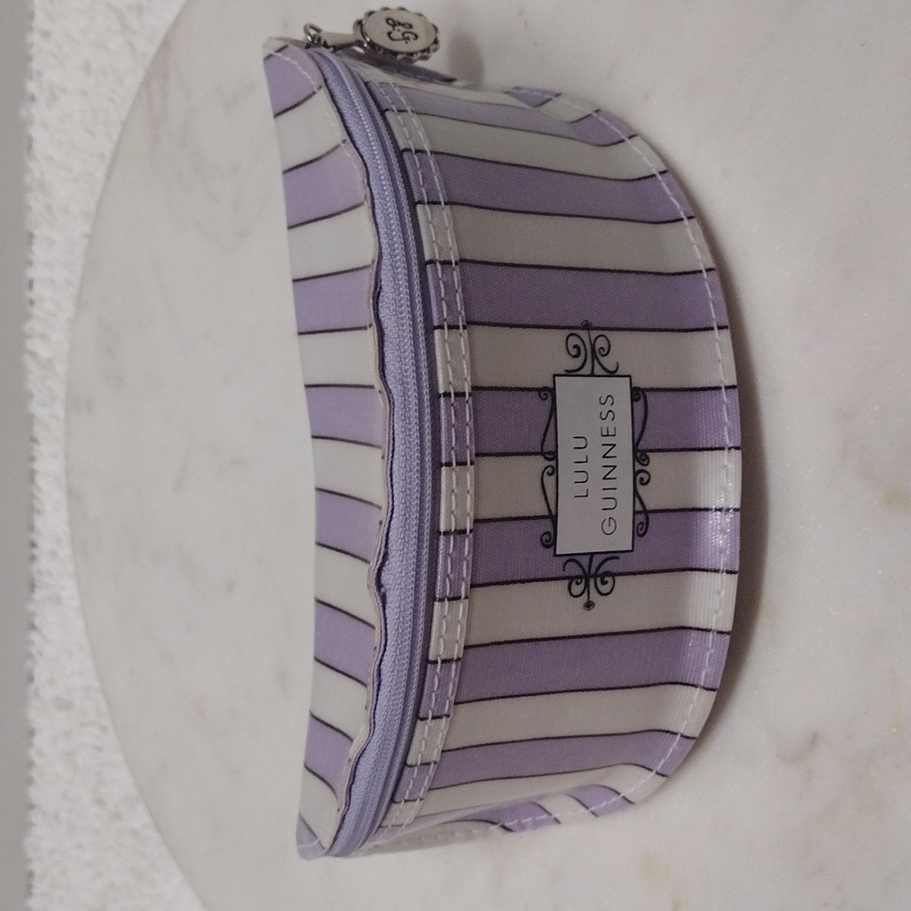 Lulu Guinness Purple/White Stripe Soft Eyewear Case & Cleaning Cloth Only #3 - Picture 3 of 7